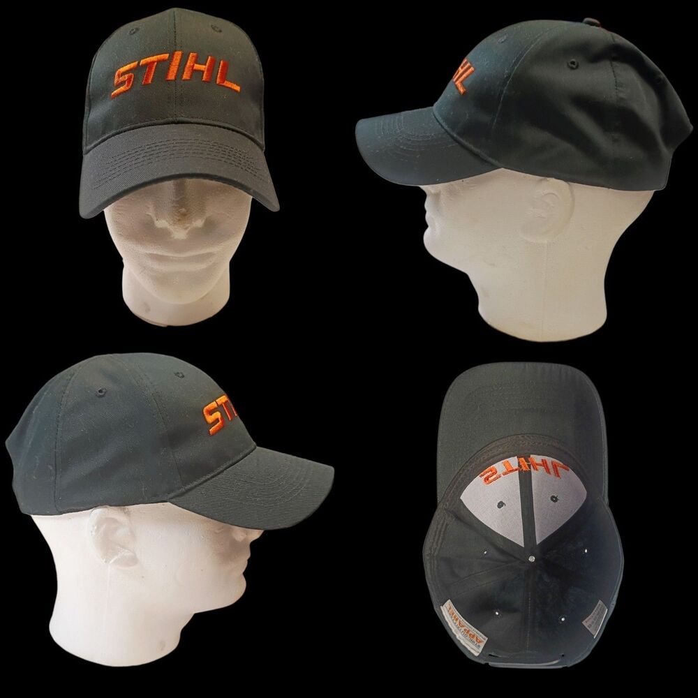 Stihl Ball Cap Adjustable One Size Fits Black Orange Stihl Outfitters Snap Back